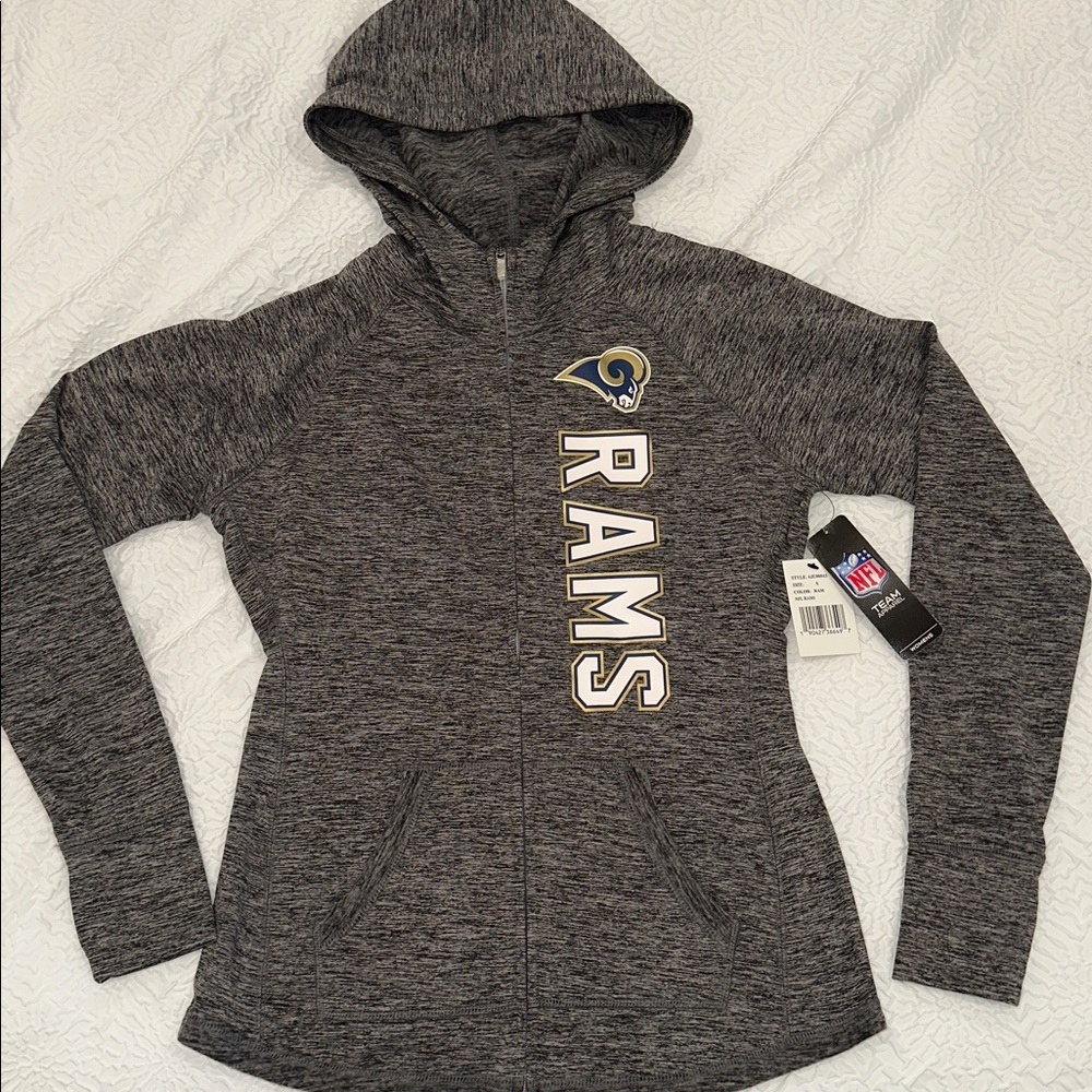 NFL Rams Charcoal Women’s Heather Grey Zip-Up Hoodie S Small